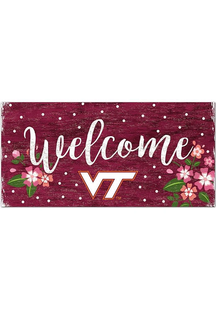 Virginia Tech Hokies Welcome Floral Sign - Maroon
