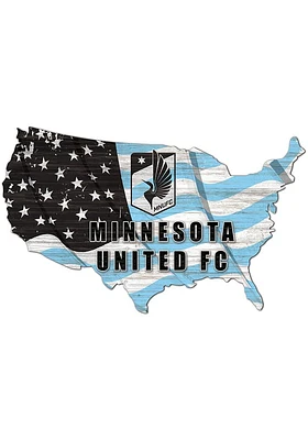 Minnesota United FC USA Shape Flag Cutout Sign - Grey