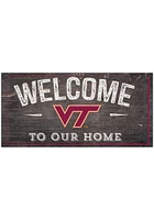Virginia Tech Hokies Welcome Distressed Sign - Maroon