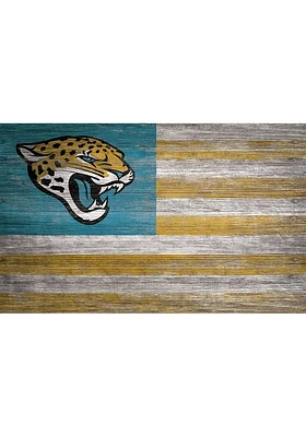 Jacksonville Jaguars Distressed Flag 11x19 Sign - Teal