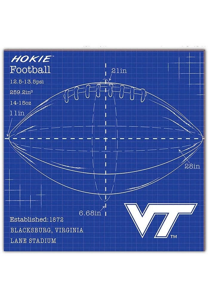 Virginia Tech Hokies Ball Blueprint Sign - Maroon