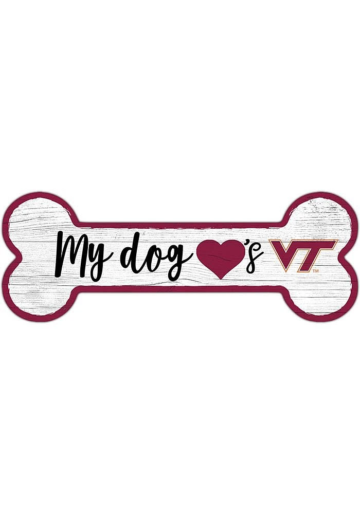 Virginia Tech Hokies Dog Bone 6x12 Sign - Maroon
