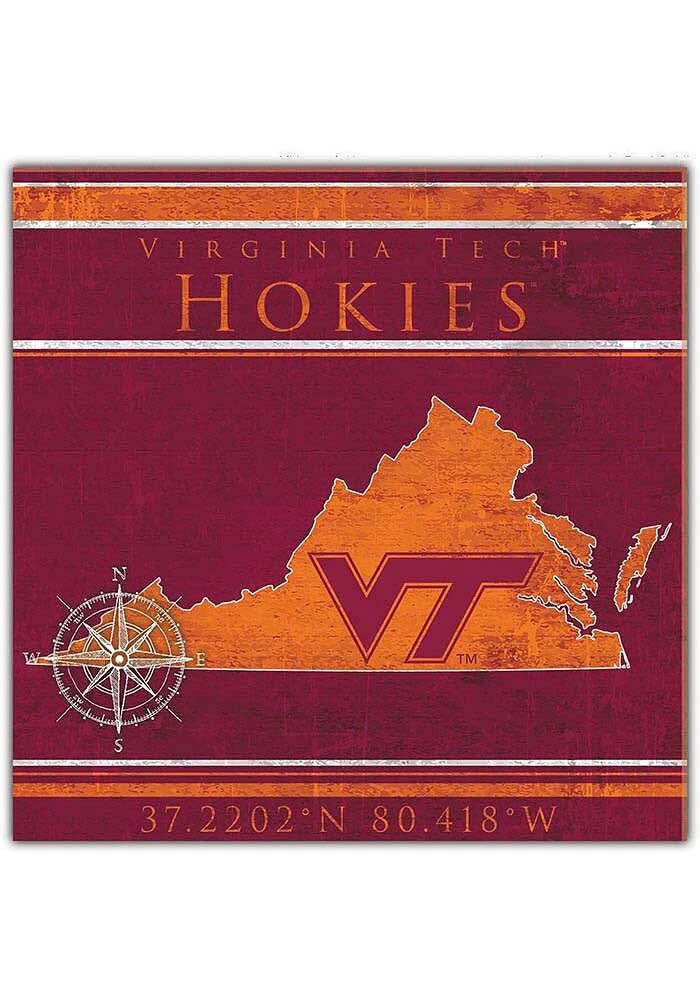 Virginia Tech Hokies Coordinates Sign - Maroon