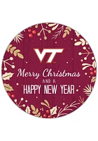 Virginia Tech Hokies Merry Christmas and New Year Circle Sign - Maroon