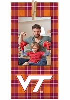 Virginia Tech Hokies Plaid Clothespin Sign - Maroon