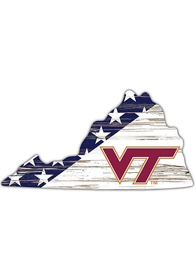 Virginia Tech Hokies 12 Inch USA State Cutout Sign - Maroon