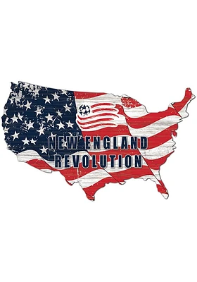 New England Revolution USA Shape Flag Cutout Sign - Red