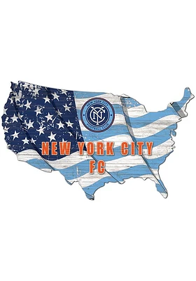 New York City FC USA Shape Flag Cutout Sign - Blue