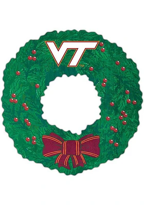 Virginia Tech Hokies Team Wreath 16 Inch Sign - Maroon