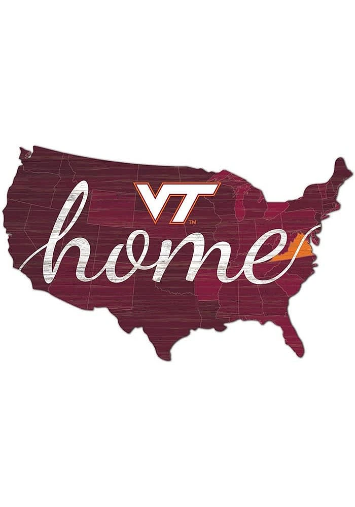 Virginia Tech Hokies USA Shape Cutout Sign - Maroon