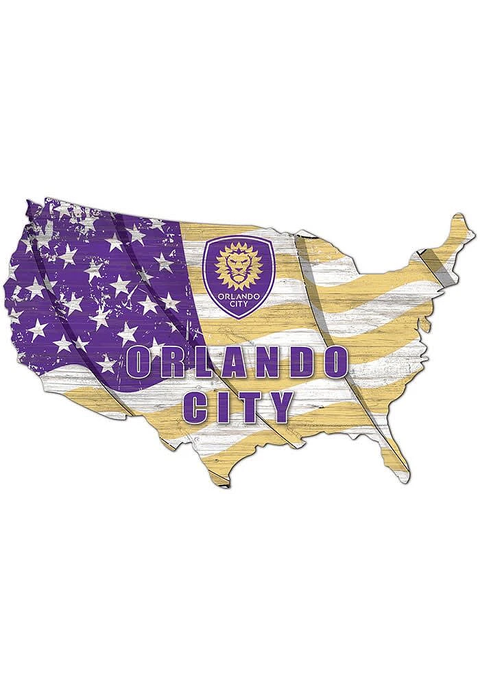 Orlando City SC USA Shape Flag Cutout Sign - Purple