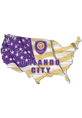 Orlando City SC USA Shape Flag Cutout Sign - Purple