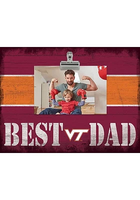Virginia Tech Hokies Best Dad Striped Clip Picture Frame - Maroon