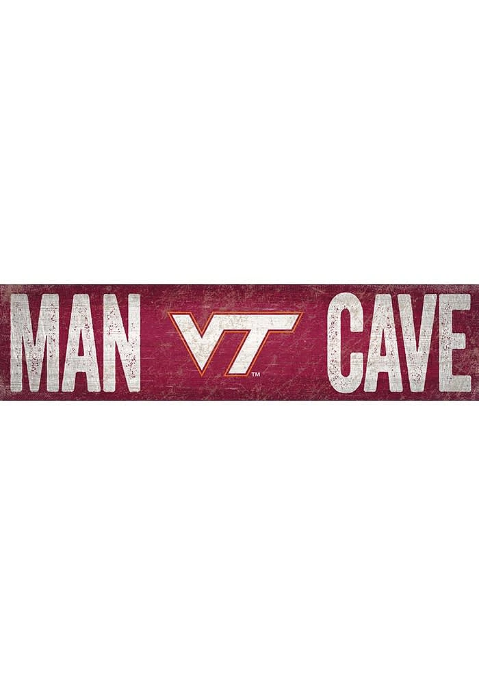 Virginia Tech Hokies Man Cave 6x24 Sign - Maroon