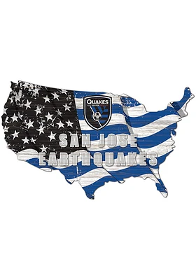 San Jose Earthquakes USA Shape Flag Cutout Sign - Black