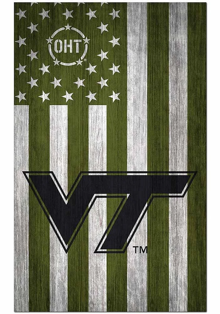 Virginia Tech Hokies 11x19 OHT Military Flag Sign - Maroon