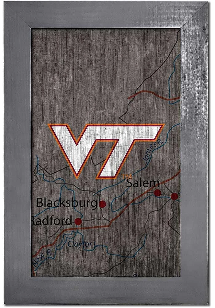 Virginia Tech Hokies City Map Sign - Maroon