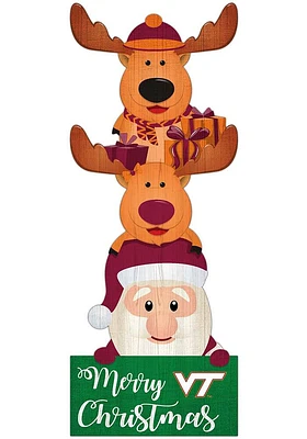 Virginia Tech Hokies 31 Inch Santa Stack Leaner Sign - Maroon