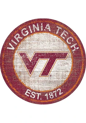 Virginia Tech Hokies Round Heritage Logo Sign - Maroon
