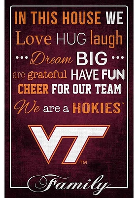 Virginia Tech Hokies In This House 17x26 Sign - Maroon