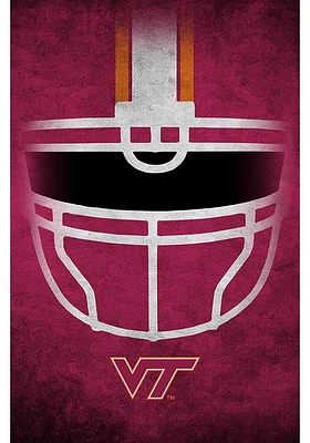 Virginia Tech Hokies Ghost Helmet 17x26 Sign - Maroon