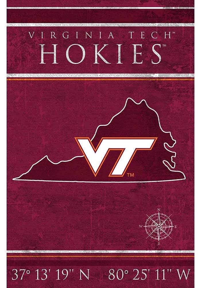 Virginia Tech Hokies Coordinates 17x26 Sign - Maroon
