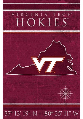 Virginia Tech Hokies Coordinates 17x26 Sign - Maroon