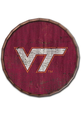 Virginia Tech Hokies Cracked Color 24 Inch Barrel Top Sign - Maroon