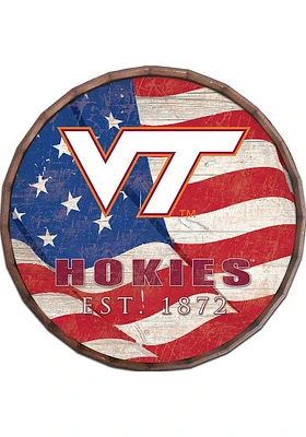 Virginia Tech Hokies Flag 24 Inch Barrel Top Sign - Maroon