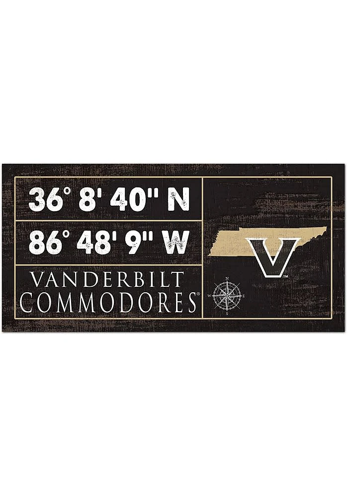 Vanderbilt Commodores Horizontal Coordinate Sign - Black
