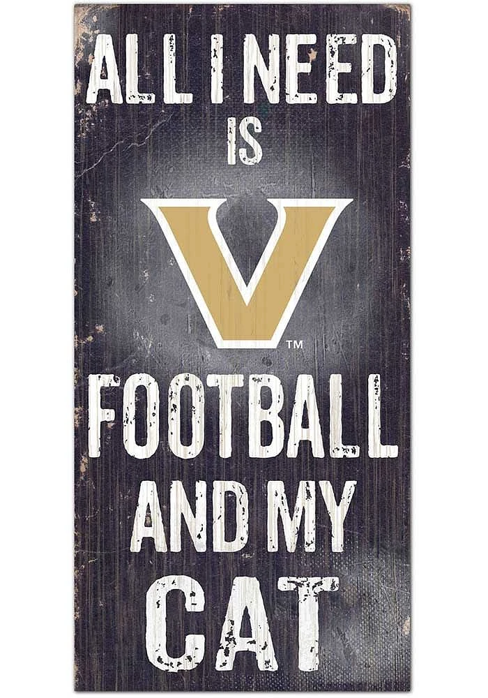 Vanderbilt Commodores Football and My Cat Sign - Black