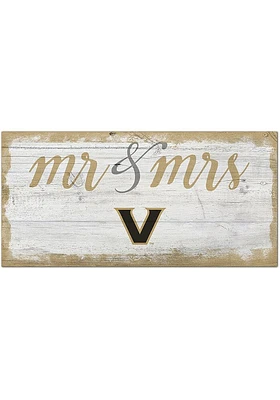 Vanderbilt Commodores Script Mr and Mrs Sign - Black