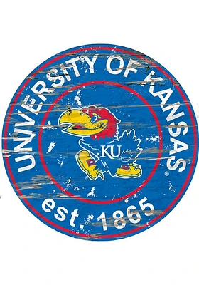 Kansas Jayhawks Established Date Circle 24 Inch Sign - Blue
