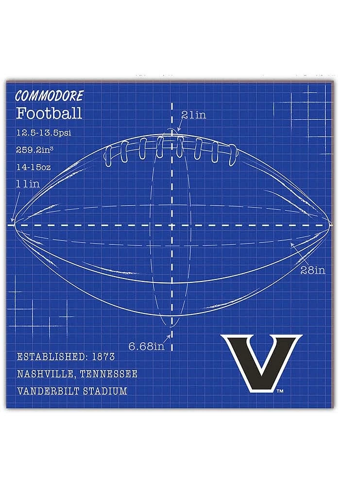 Vanderbilt Commodores Ball Blueprint Sign - Black