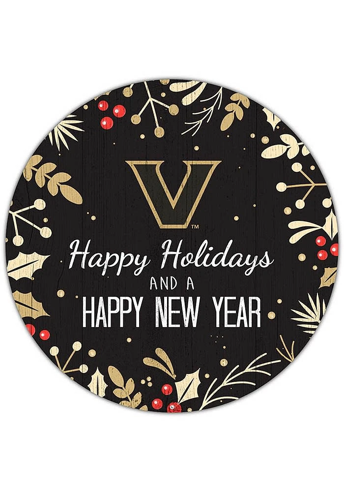 Vanderbilt Commodores Merry Christmas and New Year Circle Sign - Black