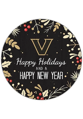 Vanderbilt Commodores Merry Christmas and New Year Circle Sign - Black