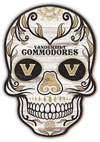 Vanderbilt Commodores 12 Inch Sugar Skull Sign - Black