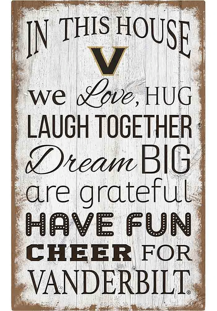 Vanderbilt Commodores In This House 11x19 Sign - Black
