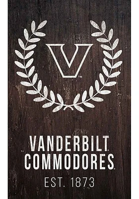 Vanderbilt Commodores Laurel Wreath Sign - Black