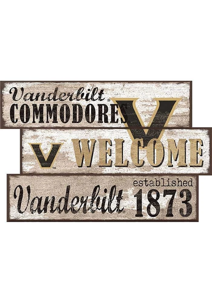 Vanderbilt Commodores Welcome 3 Plank Sign - Black