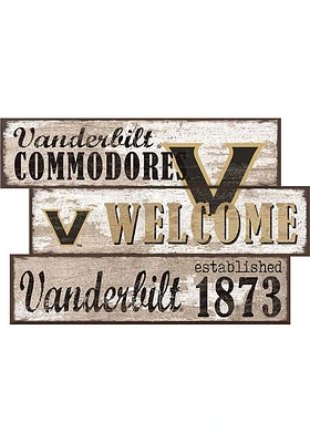 Vanderbilt Commodores Welcome 3 Plank Sign - Black