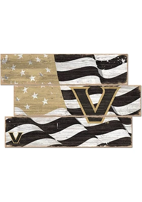Vanderbilt Commodores Flag 3 Plank Sign - Black