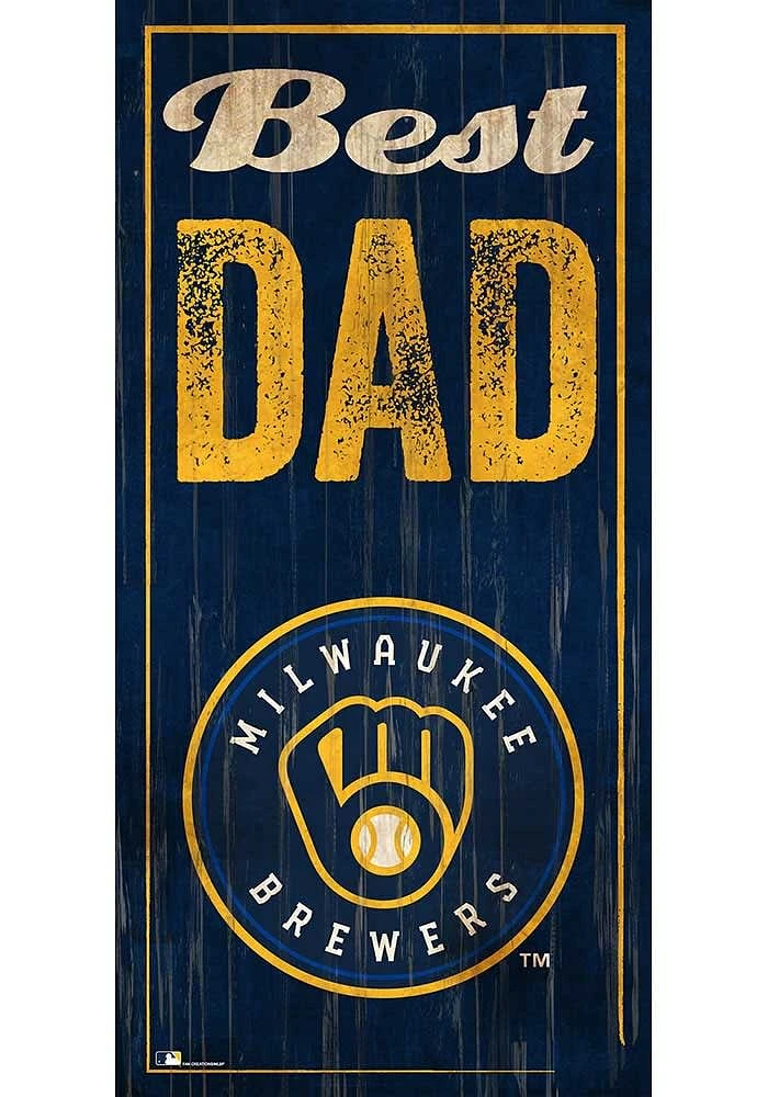 Milwaukee Brewers Best Dad Sign - Navy Blue