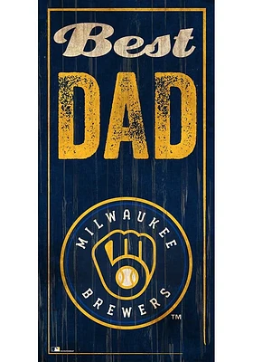 Milwaukee Brewers Best Dad Sign - Navy Blue