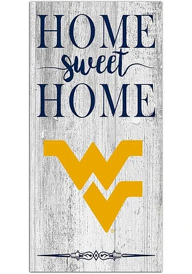 West Virginia Mountaineers Home Sweet Home Whitewashed Sign - Blue