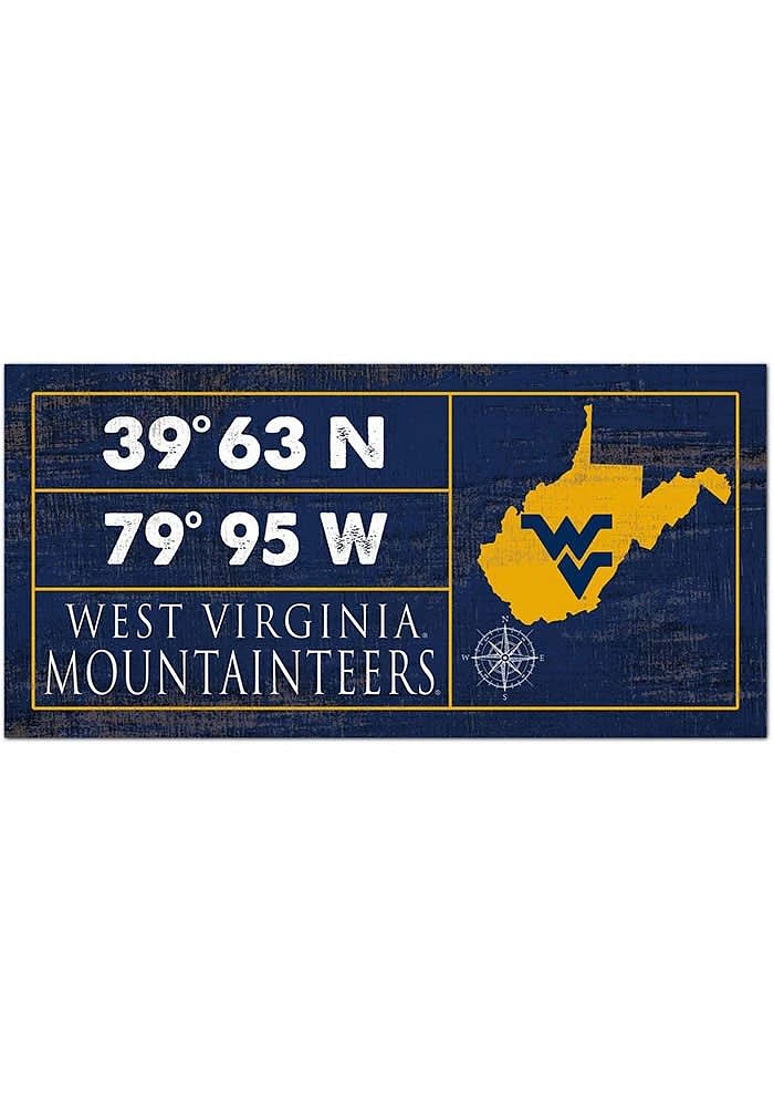 West Virginia Mountaineers Horizontal Coordinate Sign - Blue