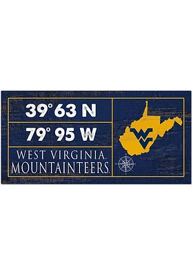West Virginia Mountaineers Horizontal Coordinate Sign - Blue