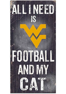 West Virginia Mountaineers Football and My Cat Sign - Blue