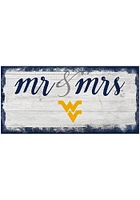 West Virginia Mountaineers Script Mr and Mrs Sign - Blue