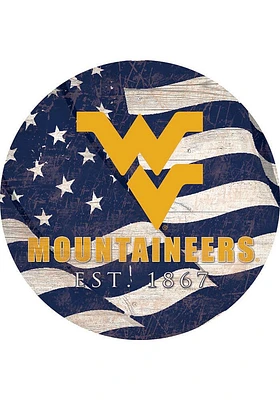 West Virginia Mountaineers 24in Flag Circle Sign - Blue